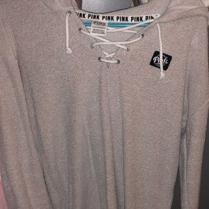 Gray Pullover PINK Victoria’s Secret Lace Up Hood